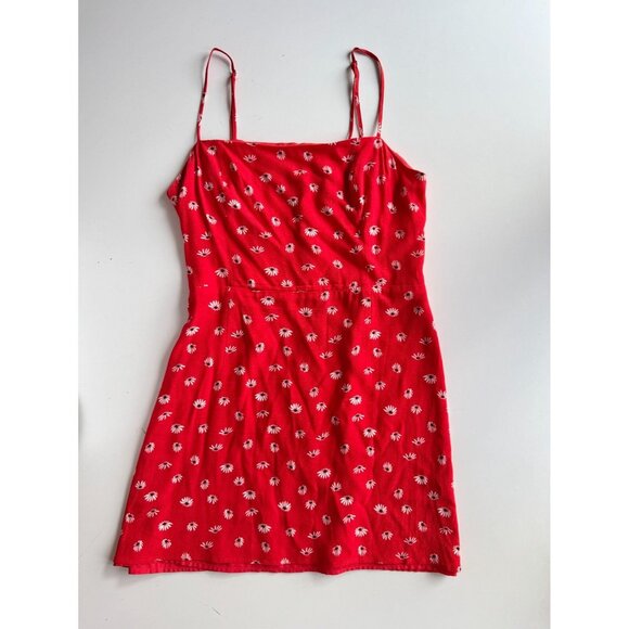 Aritzia WILFRED 90's Classic Red Floral Crepe Square Neck Mini Dress, Size 6 - Picture 5 of 13